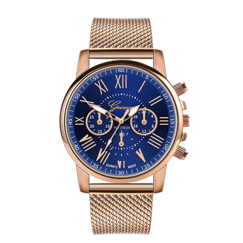 Geneva Watch Stainless Steel Mesh Women's